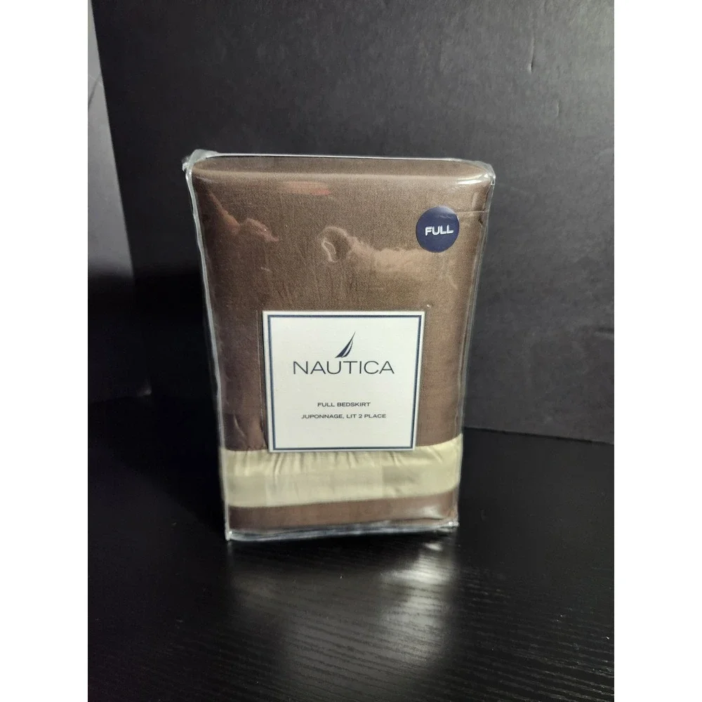 Nautica Stanhope‎ Full Bed Skirt Brown Sateen 350 Thread Count